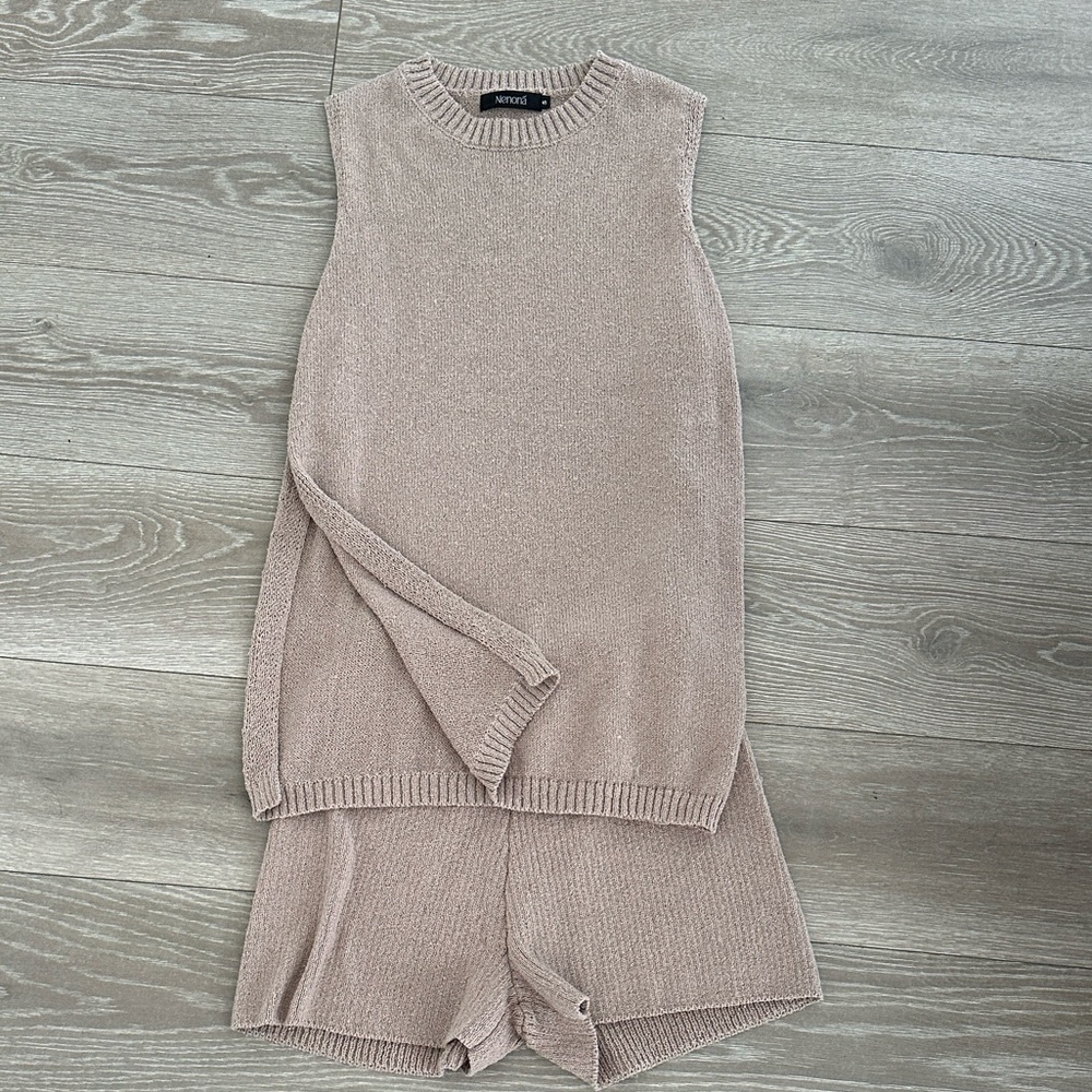 Women's Sleeveless Knit Jumpsuit - Tan
